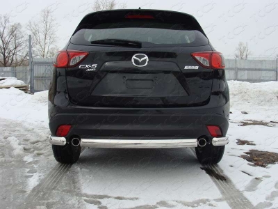 Защита заднего бампера уголки 75х42 мм ТСС для Mazda CX-5 2011-2015