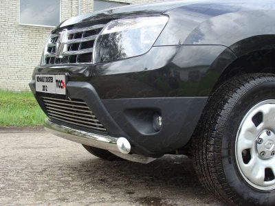 Защита передняя овальная короткая 75х42 мм ТСС для Renault Duster 2011-2015