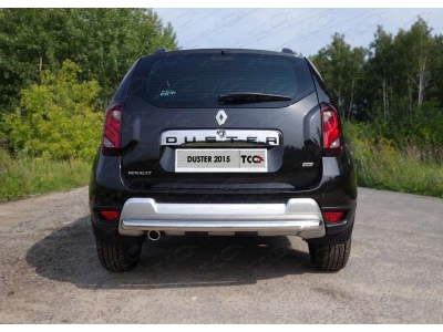 Защита заднего бампера овальная длинная 75х42 мм ТСС для Renault Duster 2015-2021