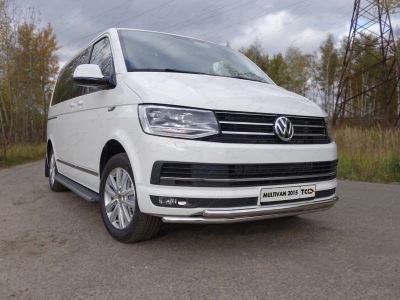 Защита передняя двойная 42-42 мм ТСС для Volkswagen Multivan T6 2015-2021