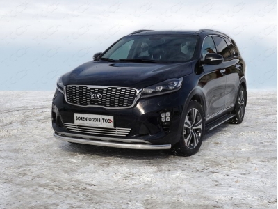 Накладка решетки радиатора 16 мм ТСС для Kia Sorento Prime 2018-2021