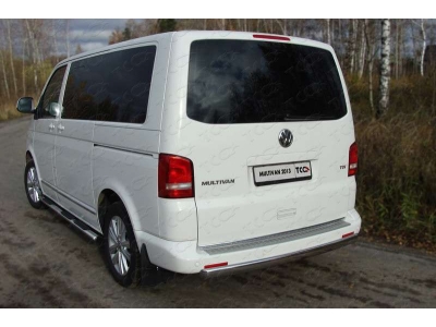 Защита заднего бампера овальная 75х42 мм ТСС для Volkswagen Multivan/Caravelle 2009-2015