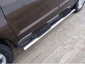 Пороги овальные с накладкой 120х60 мм для Geely Emgrand X7 № GEELEMGX718-13