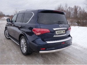 Защита заднего бампера овальная 75х42 мм для Infiniti QX80 № INFQX8014-09