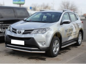 Пороги с площадкой алюминиевый лист 43 мм для Toyota RAV-4 № TRN13_2.1