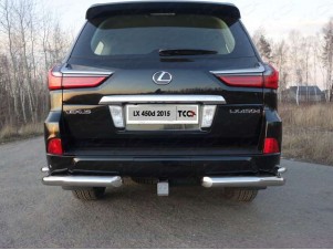 Защита задняя двойные уголки 76-42 мм для Lexus LX-570/450d (кроме F-Sport) № LEXLX450d15-15