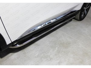 Пороги овальные гнутые с накладкой 75х42 мм для Haval F7 № HAVF719-26
